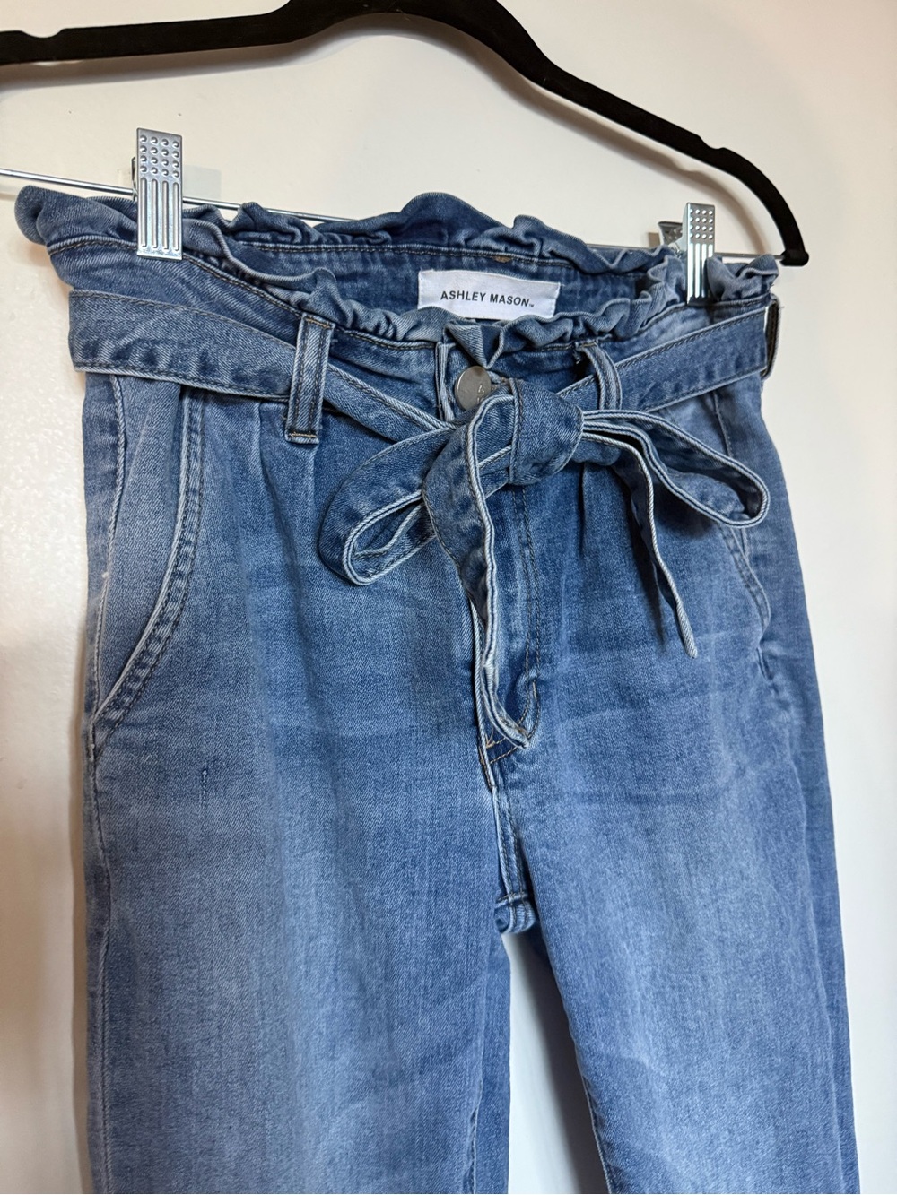 ashley manson paper bag tie pants jeans